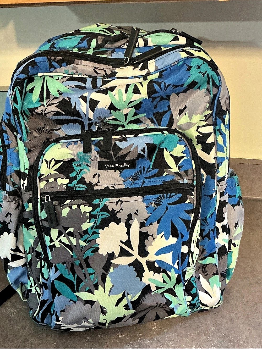 Vera Bradley Campus Backpack Blue & Green Floral